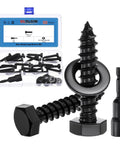 Beefy Heavy Duty Stainless Steel 304 Hex Head Lag Screws Kit, 5/16 x 1-1/2 Inch, Washer And Driver Bit Included, close-up