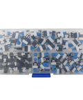 80 Piece DPDT Self Locking 6 Pin Micro Push Button Switch Set, organized in a plastic case with various sizes visible
