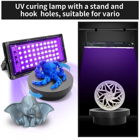 Dope UV Resin Curing Light For 3D Printers With 360 Degree Rotating Turntable And 48 405nm LEDs curing models