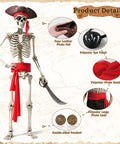 Badass Five Piece Pirate Costume Accessory Set For Men with faux leather tricorn hat, red bandana, and polyester eye patch.