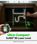 3D Laser Level With 360 Degree Green Laser, Self Leveling ST03CG, Kicks Out 3x360 Degree Coverage For A Full Room Layout On Floors, Walls, And Ceilings, Fast Line Switching, Dead-On Vertical And Horizontal Alignment, compact laser level in cabinet