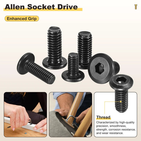 Toughest As Nails Furniture Crib Screw Replacement Set With M6 Barrel Nuts And Flat Head Bolts Including Sturdy Wrench for wood frame assembly