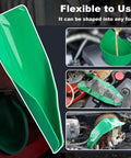 Flexible Foldable Oil Change Funnel For Automotive Use Bendable Draining Tool That Prevents Spills shown in various shapes
