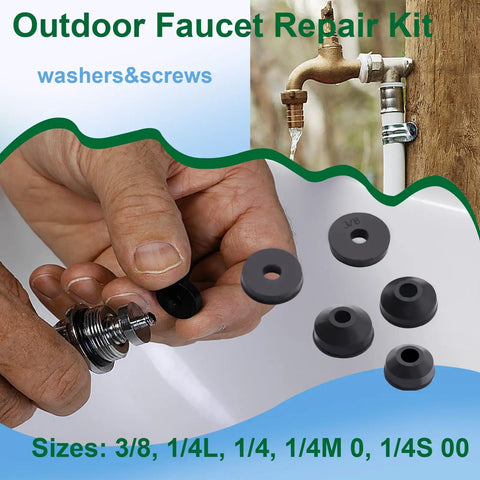 Close-up of Universal Faucet Washer And O Ring Kit 1075Pcs With 18 Heat Resistant O Rings 10 Beveled And Flat Washers shown with hand.