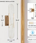 Backplate Sconce With Alabaster Shade Modern Bathroom Wall Light, sleek design, thick backplate, gold finish, G9 LED compatible