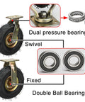 8 Inch Pneumatic Caster Wheel Heavy Duty Swivel Caster Built Like A Tank For Garage Workbench with dual pressure bearing.
