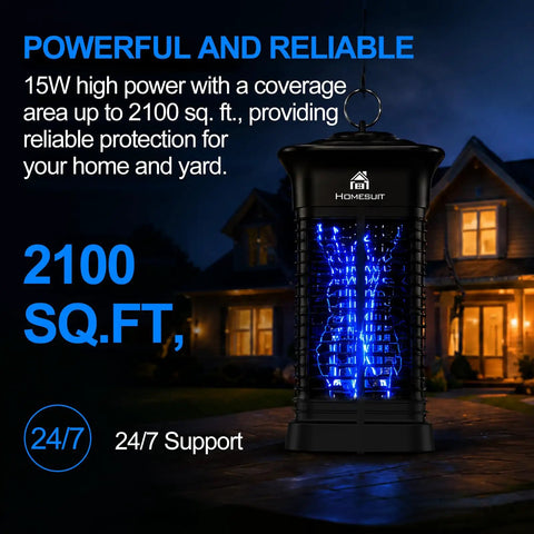 High Powered Bug Zapper 15W 4000V for Indoor and Outdoor Mosquito Killer with 365 Nm Light