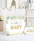 13 Inch Large Baby Gift Bag For Baby Shower Or Birthday With Sturdy Handle Includes Tissue Paper And Greeting Card In Vibrant Green Unisex Design Perfect For Wrapping Gifts For Baby Boy Or Girl At Parties.