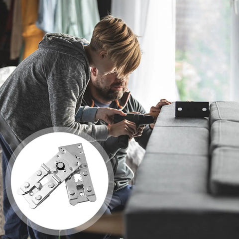 Couple installing Rock Solid Six Piece Set Couch Joining Brackets For Sectional Sofas Galvanized Steel Connector Clips.