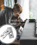 Two people installing Never Let Your Couch Budge An Inch Again With These Heavy Duty Interlocking Sectional Sofa Connectors 6 Pack.