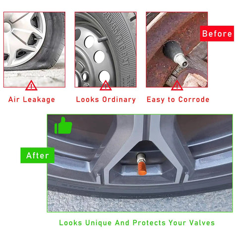 5 Piece Aluminum Tire Valve Stem Cap Set Built Tough Dust Proof and Corrosion Resistant Universal Caps for Cars in use on car rim