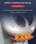 Pro Grade Commercial Sugar Coating Machine For Food Production With Zero Hassle Speed Control And Ultra Quiet Motor For Perfect Candy Chocolate Glaze And Lightning Fast Drying showing arc heating plate for uniform glazing.