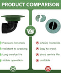Product comparison showing pop up drainage emitter with elbow for 3 inch outlet and inferior alternative material.