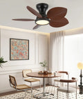 Yunstore Coveview Tropical-Style 30-Inch Ceiling Fan - 6-Speed Settings with palm leaf blades in a stylish dining area.
