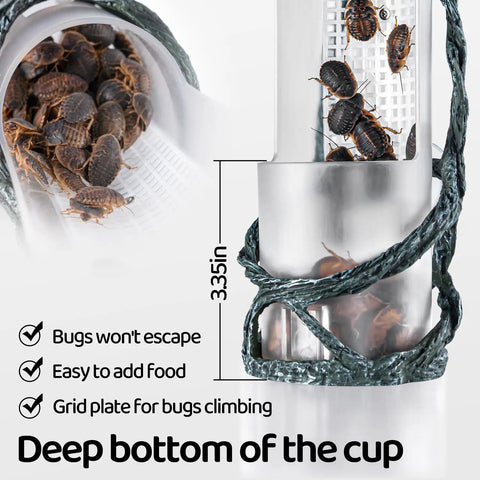 OIIBO Chameleon Feeding Bowl with grid plate for insects, showing deep design and climbing surface, perfect for reptiles.