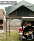 Adjustable Heavy Duty Tarp Poles 7.6 Ft Aluminum Tent Poles supporting outdoor canopy with protection caps in use
