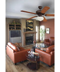 Living room with Led Schoolhouse Ceiling Fan Light Kit For Indoor Outdoor Use Energy Star Rated Three Fitters With White Opal Glass Shade