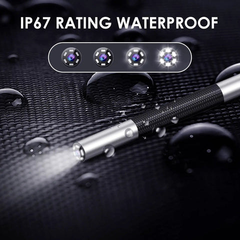 Close-up of Two-Way Endoscope With Light And 360 Degree Rotation Workhorse Pro Grade Borescope showing IP67 waterproof feature