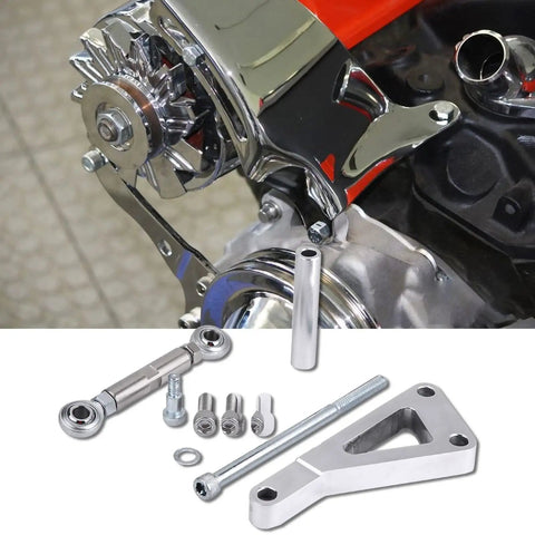 Top Notch Alternator Bracket Kit For Small Block 350 Engine With Water Pump Mount And Polished Aluminum Brackets For V Belt And Serpentine Systems That Look Fresh And Last Forever, polished aluminum engine mount kit