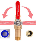 Full Port Brass Water Heater Drain Ball Valve With Two Inch Shank, Three Quarter Inch MNPT, Lead Free Potable Water Valve, Stainless Steel Ball