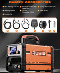 Gasless MIG Welder 110V 3 In 1 Flux Core Arc MIG Lift TIG Welding Machine with accessories displayed on black background