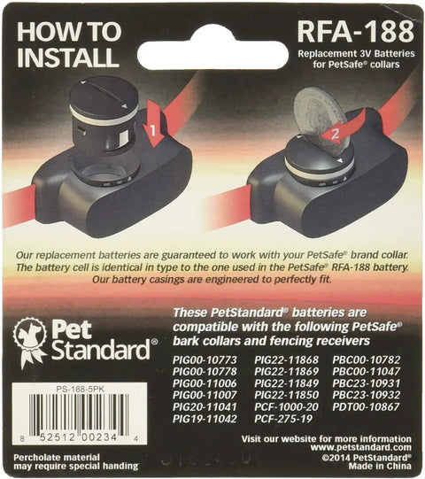 Installation instructions for Built Tough Rfa 188 Replacement Battery Pack with PetSafe collar compatibility.