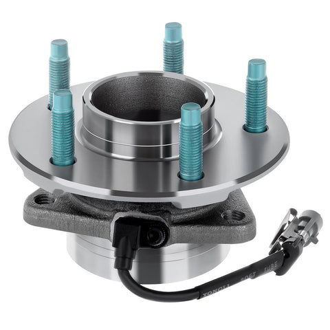 Beefed-Up Front Wheel Bearing And Hub Assembly Replacement For 2002-2007 Saturn Vue, 2005-2006 Chevy Equinox, 2002-2007 Pontiac Torrent With 5 Lug And ABS, Front Axle Hub Bearing, 2 Piece Set shown