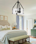 Dope Mid Century Modern Sputnik Ceiling Light Fixture Chandelier Industrial Semi Flush Mount Pendant Lighting in cozy bedroom