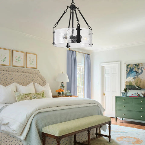 Dope Mid Century Modern Sputnik Ceiling Light Fixture Chandelier Industrial Semi Flush Mount Pendant Lighting in cozy bedroom