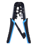 RJ45 Crimp Tool With Built In Wire Cutter And Stripper Pro Grade Ethernet Crimper For Custom Patch Cables Includes 10 Pack Cat6 RJ45 Connectors