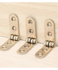 Close-up of 180 Degree Foldable Screw On Hinge With Flap Design on wooden surface, showing rounded corner buffer