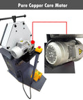 Heavy Duty Electric Pipe Bender Machine delivering knockout tube curves with a close-up of the pure copper core motor details.