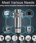 Inductive Proximity Sensor Switch M12 Cylindrical 2mm Sensing, DC 12 To 24V, 3-Wire NPN Normally Open, PR12-2DN, Shielded Flush Mount, CE Certified Industrial Grade Sensor, metal threaded sensor with PLC and relay use