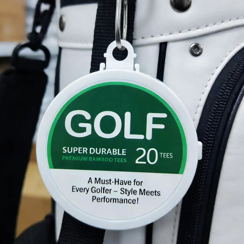 Eco Bamboo Golf Tees Set With Portable Round Case 20 Tees Durable High Density Design on Golf Bag