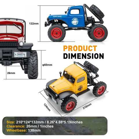 Badass One Twenty Four Scale Rc Crawler With Portal Axles And Two Speed Transmission Gnarly Off Road Rock Climbing Beast with dimensions shown.
