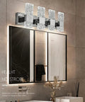 Bathroom Led Crystal Vanity Light Over Mirror Four Lights Chrome Stainless Steel Wall Mount Vanity Fixture for bedroom