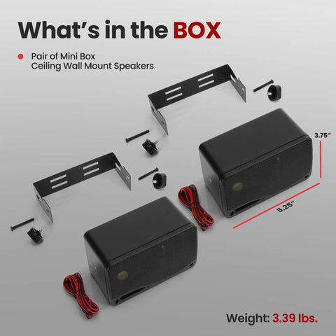 Three Way Indoor Outdoor Speaker System Pair For Home Theater And PA, 3.5 Inch Woofer, wall mount components shown