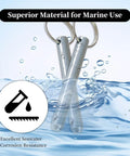 Saltwater Ready Heavy Duty Marine Hitch Pin Quick Release Detent Clip For Three Eighths Inch Clevis Pins Bimini Top Mounts And Speaker Stand Hardware Built Tough Against Boating Wear Corrosion Resistant Three Inch Total Length Two Point Four Inch Usable shown in water, highlighting corrosion resistance.