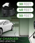 EV charging station with Level 2 EV Charger With Adjustable Amperage 10A 16A 24A, 30 Foot Cable, and 10 30P Plug in use