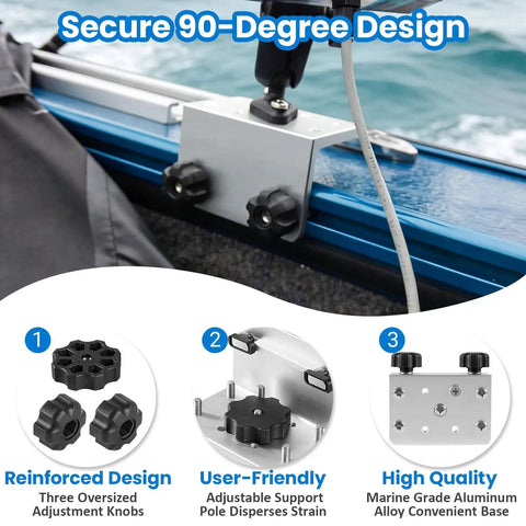 2 Pack 90 Degree Boat Gunnel Track Mount Brackets for Rod Holders, Downriggers, Fish Finders and Marine Accessories, Aluminum Mounting Bases for Anglers, Easy DIY Boat Rig Up and Extra Mounting Spots, marine-grade aluminum, 90-degree mount