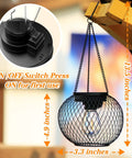 Auto On Solar Lanterns For Outdoors Upgraded Hanging Garden Lights showing dimensions and on/off switch detail
