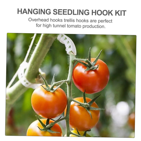 Tomato Trellis Roller Hooks Kit No Fuss For Greenhouse Overhead Plant Hooks And Brackets To Support Cherry Tomatoes Easy Install Vine Tie Hook System For Climbing Vines And Garden Tools
