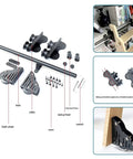 Built Tough Sliding Barn Door Track Kit With Rust Proof Extension Rail and Quiet Floor Roller for quick home library setup parts and components.