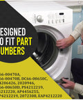 Man adjusting Samsung front load washer, showing compatibility for 4 Pack Washing Machine Shock Absorbers For Samsung Front Load Washers DC66-00470A DC66-00470B AP4206426 DC66-00650C PS4212220 Compatible With WF520ABP WF461ABW 59249057 59249075