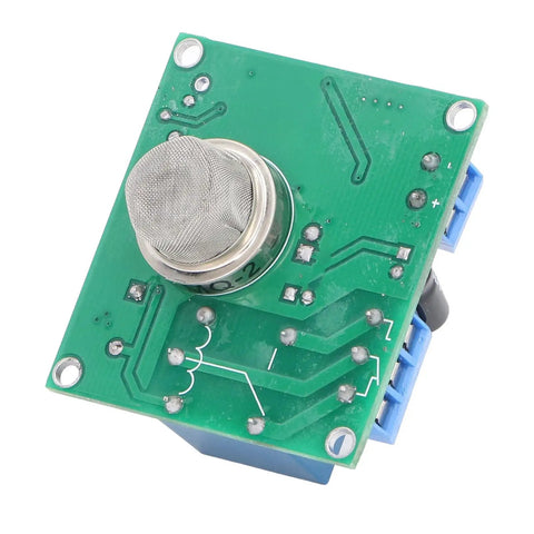 Plug And Play Smoke Sensor Module With Adjustable Threshold And Cranking Buzzer, sleek circuit board with sensor mesh.
