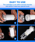 Installation steps of 1 Micron Washing Machine Water Filter System With Multi Stage Activated Carbon Fiber Filtration Removes Chlorine Fluoride Heavy Metals And Odor Over 99.5 Percent Reusable Carbon Shower Filter For Washing Machine And Shower in transparent casing.