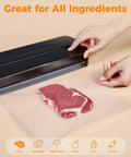 Heavy Duty Vacuum Sealer Bags 11x50 Rolls Two Pack For Food Saver Storage BPA Free Puncture Resistant Channels with meat inside
