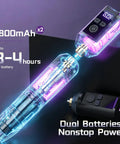 Wireless Rotary Tattoo Starter Kit For Beginners With Dual 1800mAh Batteries showcased with LED interface and charging cable