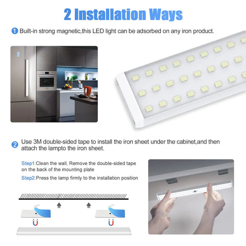 Rechargeable 90 LED Closet Lights With Motion Sensor And Remote Wireless Under Cabinet Night Lights installation methods