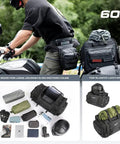 Expandable Motorcycle Tail Bag 60L Waterproof All Weather Travel Luggage For Trunk Rack With Sissy Bar Straps Rain Cover